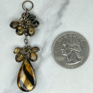 Bronze Tone Cluster Beaded Teardrop Upcycled Pendant